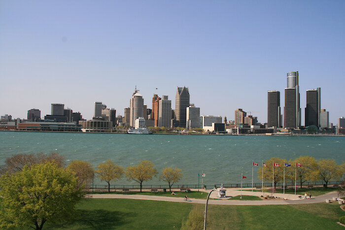 The Detroit, Michigan skyline. Photo by Michael Kumm via Flickr, CC BY.