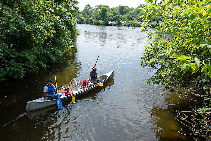 Kayakers at Gallup Park along the Huron River. Photo credit: Huron River Watershed Council.